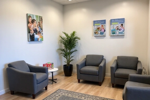 Waiting area with healthy snacks